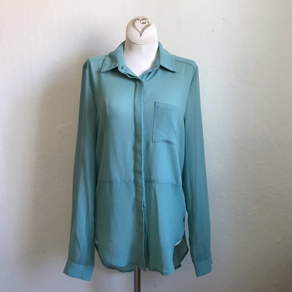 Nordstrom Bp. Lush Collar Button Front Long Sleeve Blouse Top